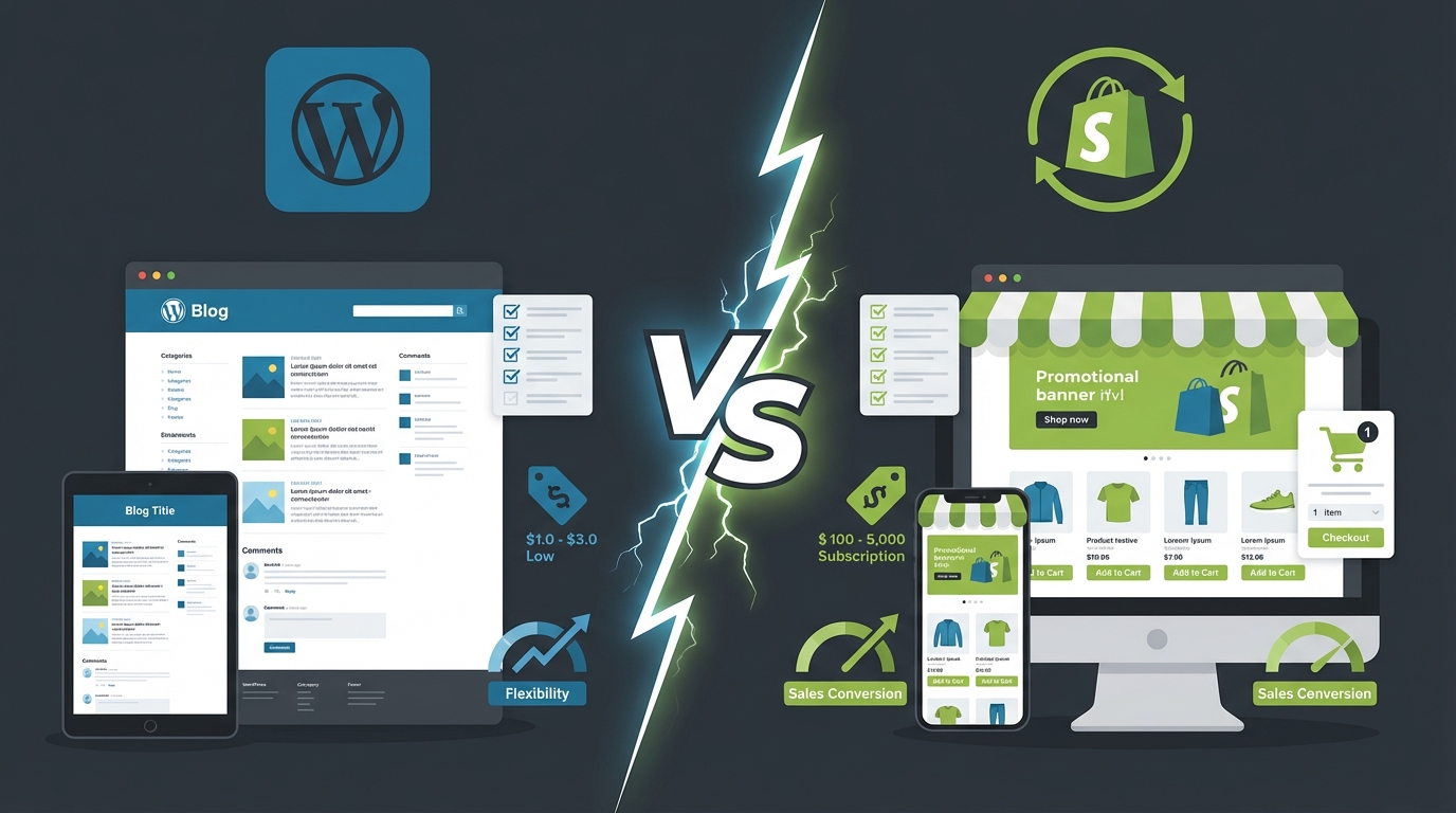 Comparison between WordPress and Shopify platforms