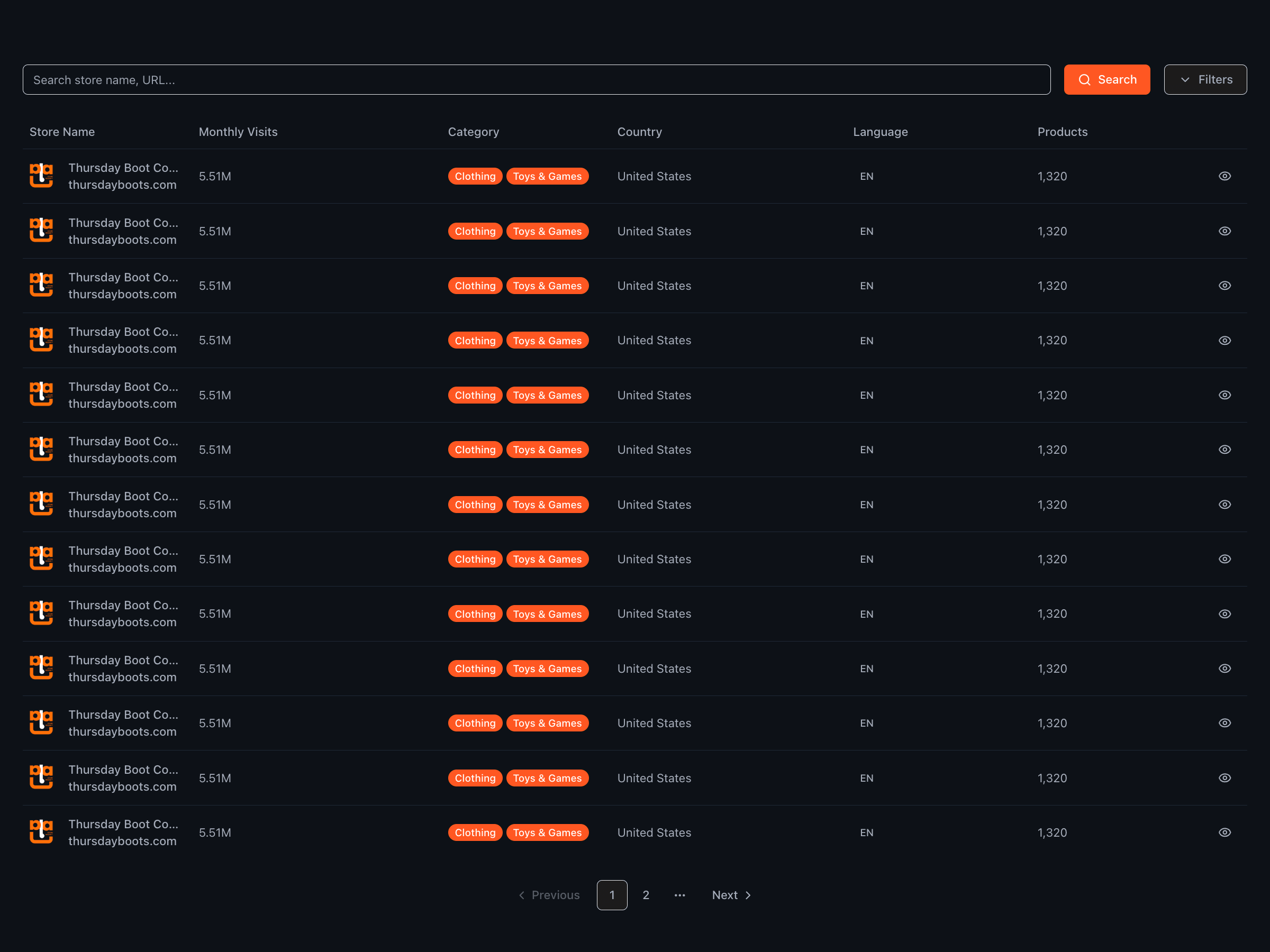 ECSPY Store Research Feature Interface